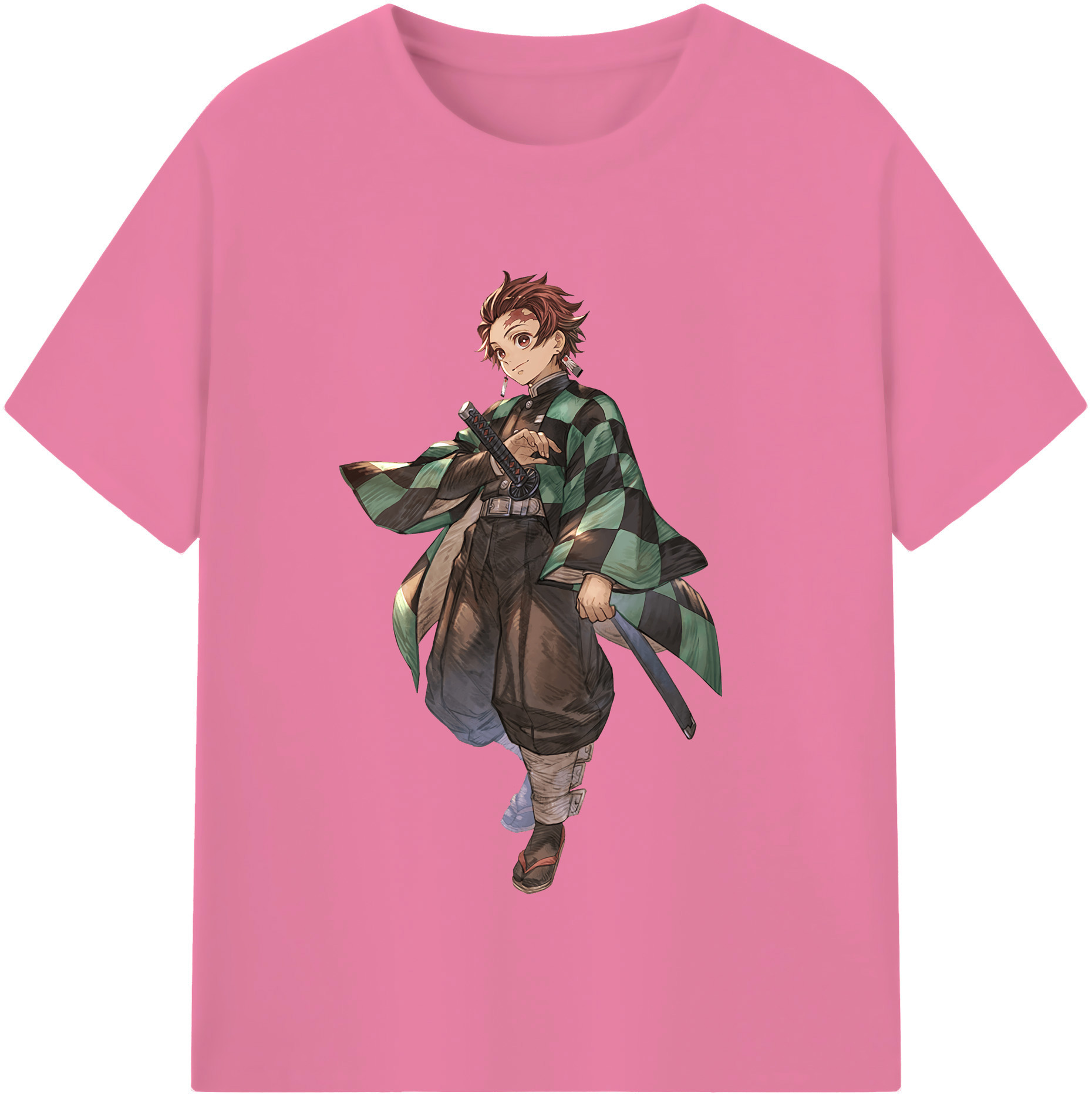 （画像用） 鬼滅の刃 竈門 炭治郎／かまど たんじろう Kamado Tanjirou 綿100％半袖Tシャツ（フロントプリント）